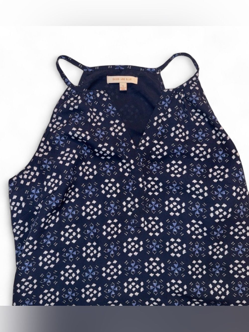 Anthropologie Skies Are Blue Women’s Navy Sleeveless Pattern Halter Dress Size S - Picture 7 of 10